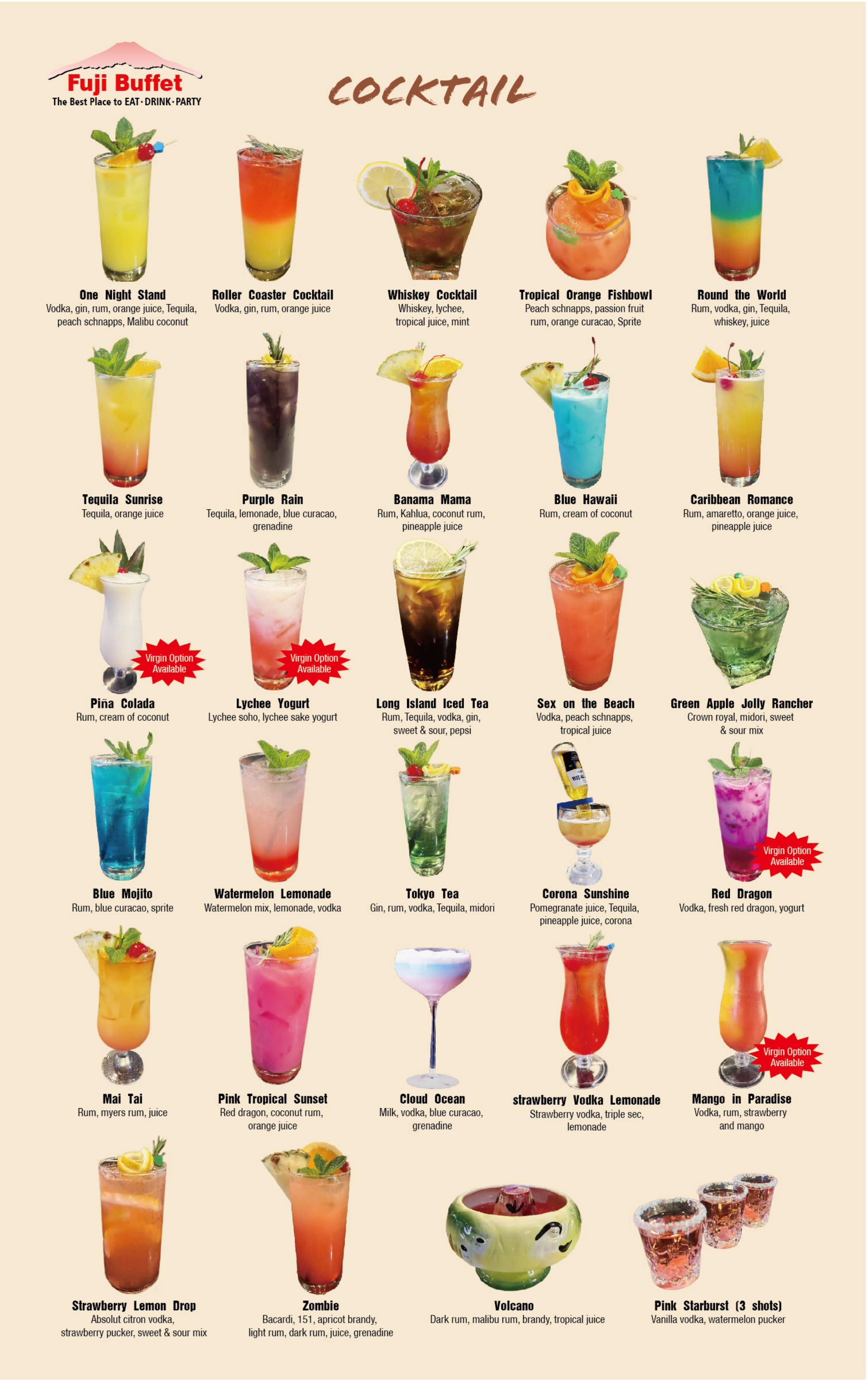 Fuji drink menu page 1